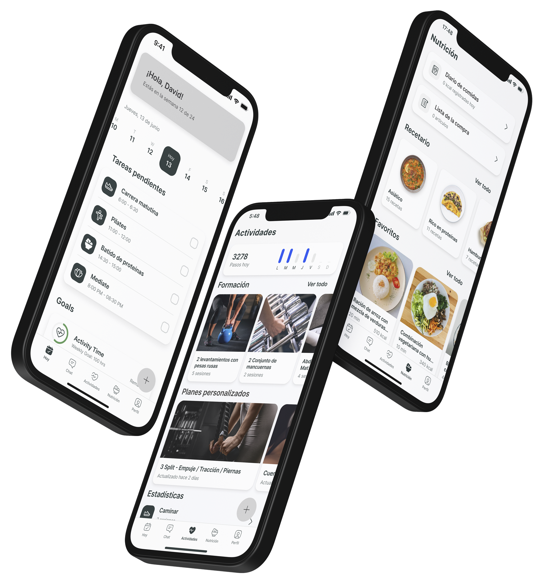 Un mockup de la app de coaching mostrando las funciones.